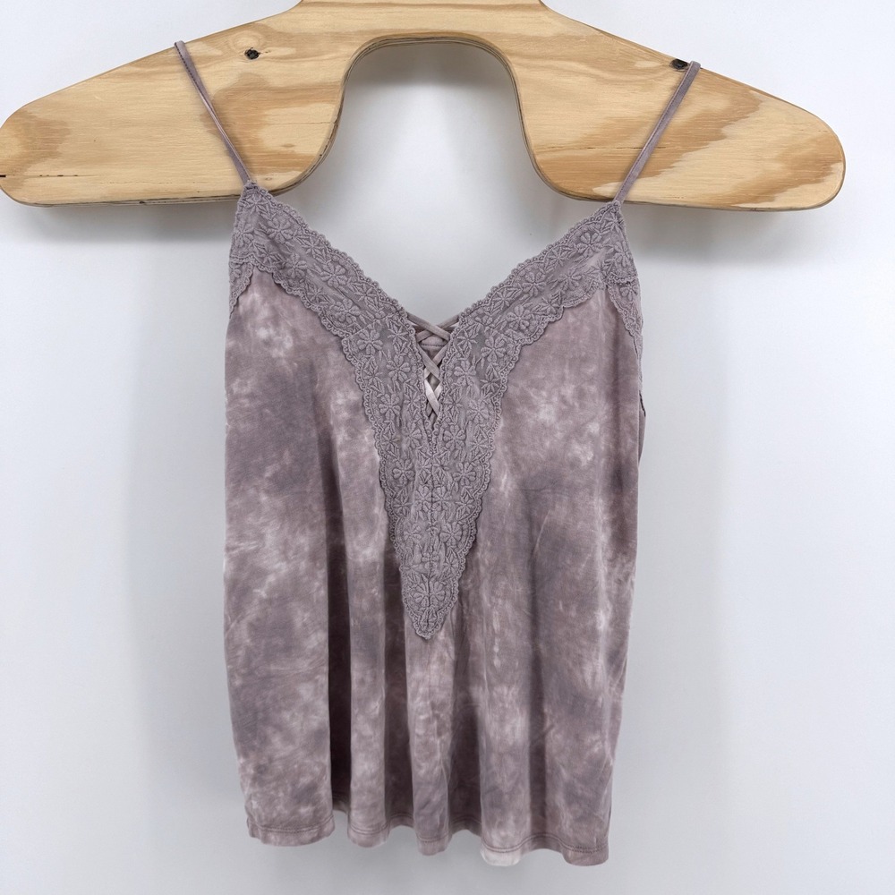 American Eagle Tank Womens Small Purple Lilac Soft & Sexy Tie Dye Lace Trim Cami